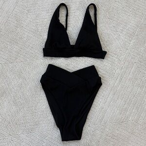Aerie Black Ribbed Bikini Set